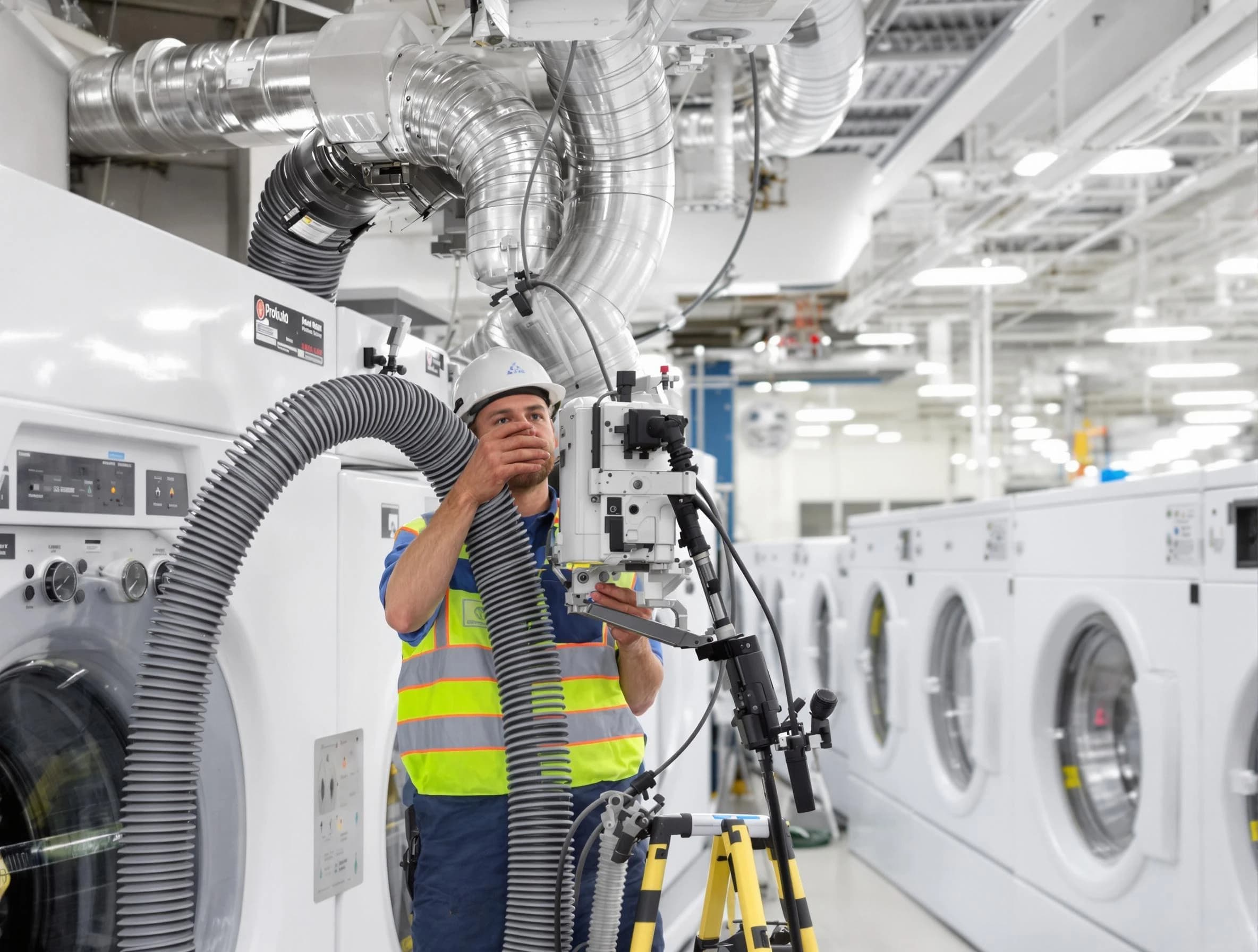 Trussville Dryer Vent Cleaning team performing commercial-grade dryer vent cleaning at a business facility in Trussville
