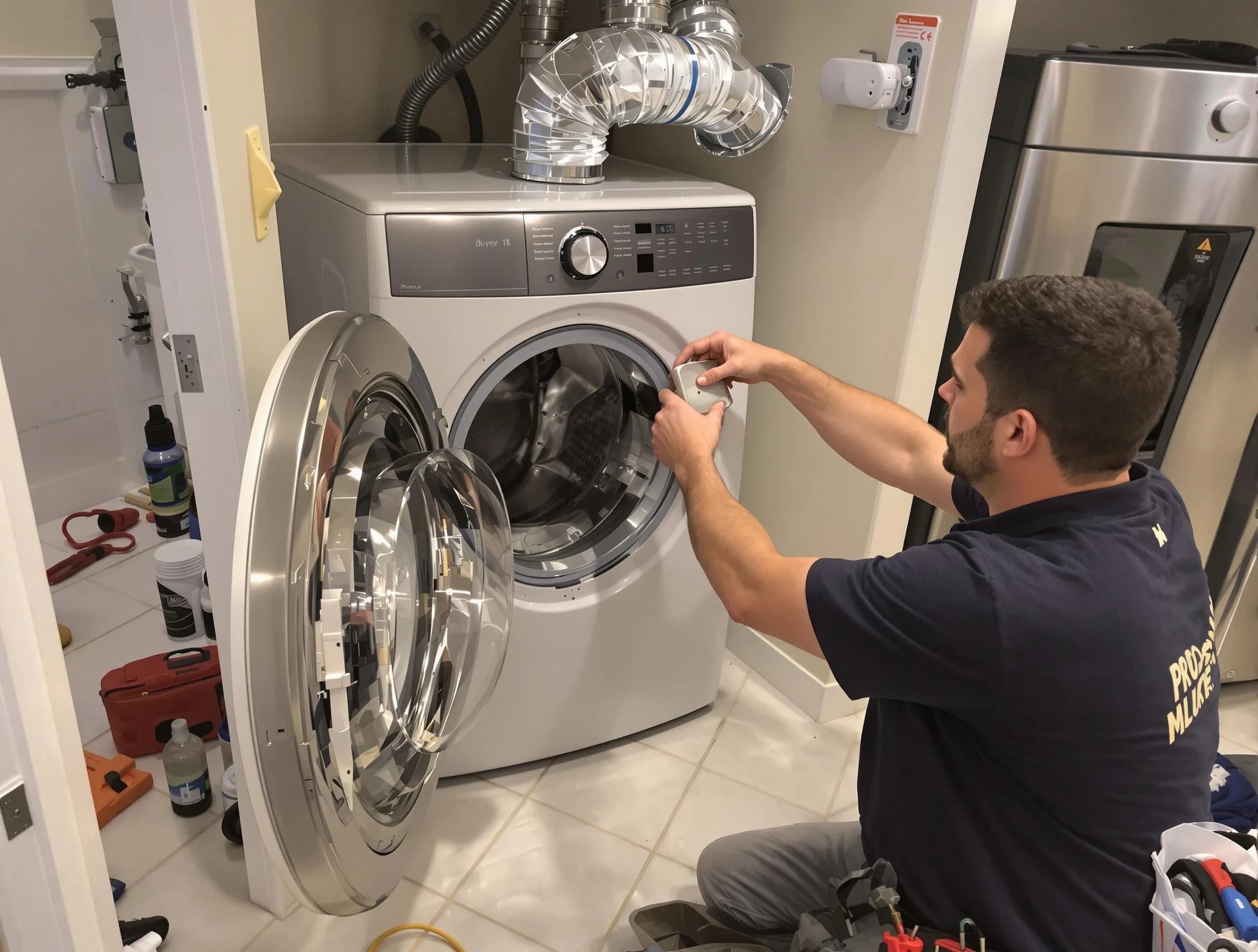 Trussville Dryer Vent Cleaning technician performing precise dryer vent hose installation in Trussville