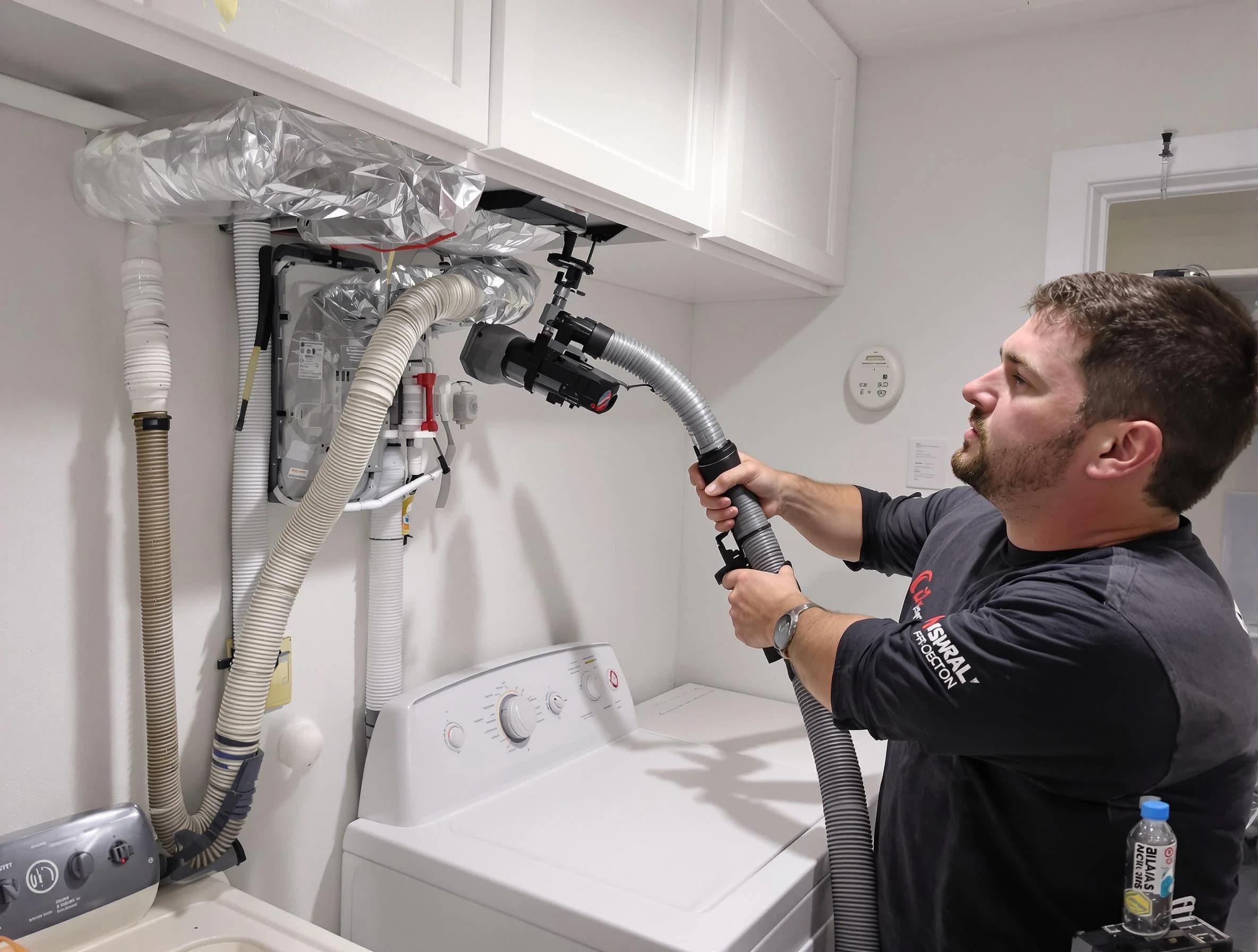 Trussville Dryer Vent Cleaning certified technician performing safety-focused gas dryer vent cleaning in Trussville