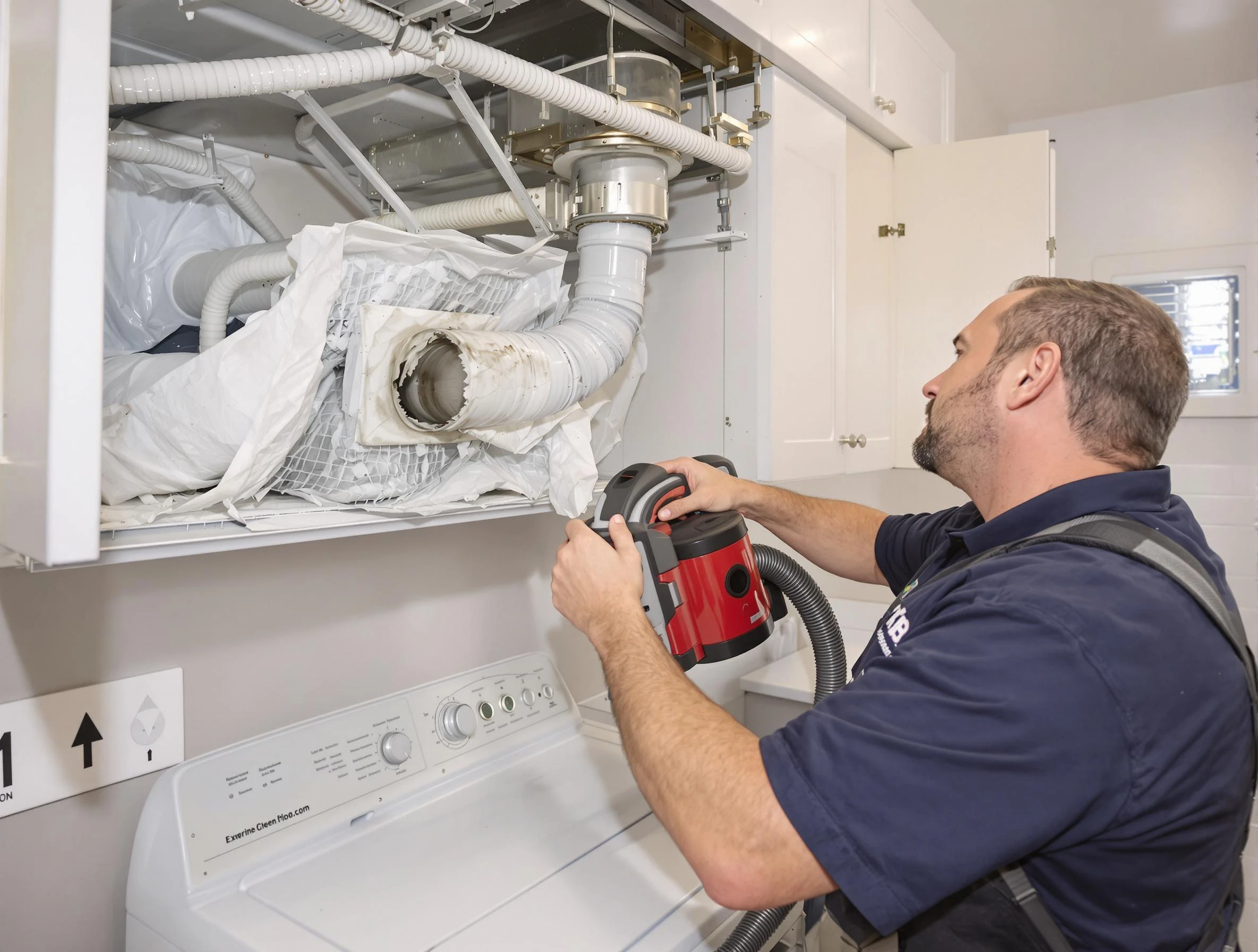Trussville Dryer Vent Cleaning technician performing professional exhaust vent cleaning at a residential property in Trussville